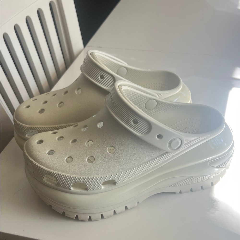 CROCS Off-White Comfort Clogs